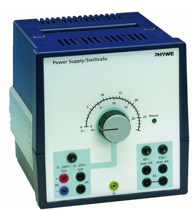 PHYWE Transformator variabil CD: 0 ... 20 V, 12 A / CA: 0 ... 25 V, 12 A  13531-93